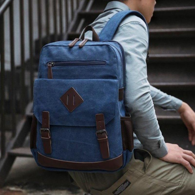 Großer Vintage-rucksack Aus Canvas Für Herren Laptoptasche