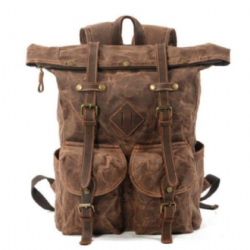 Großer Vintage-rucksack Aus Canvas Für Reisen