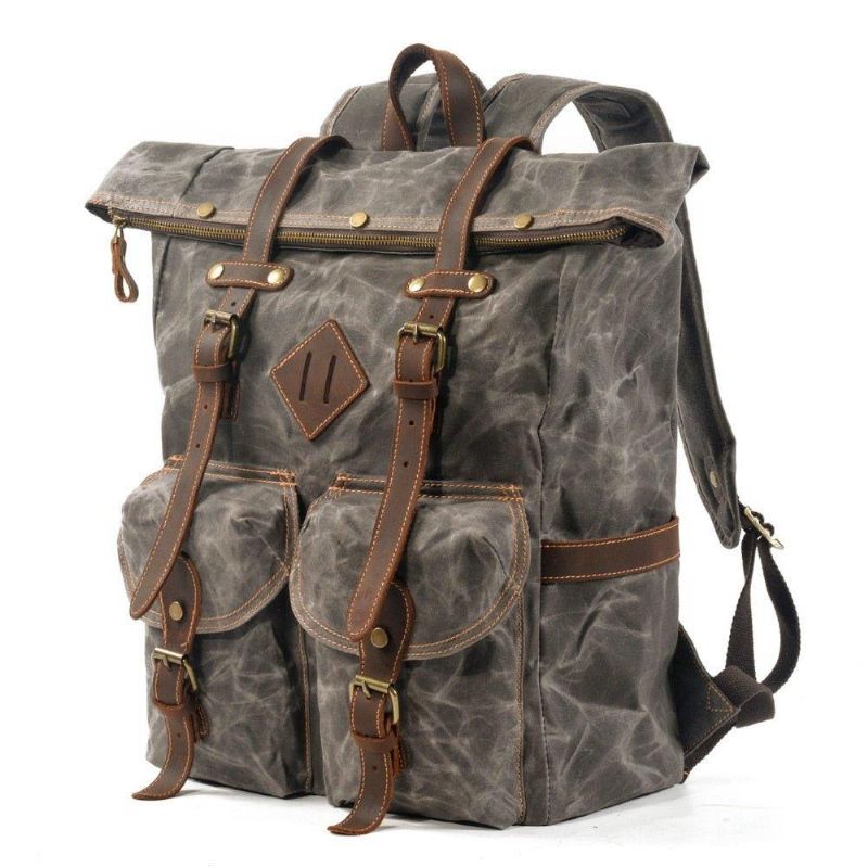 Großer Vintage-rucksack Aus Canvas Für Reisen