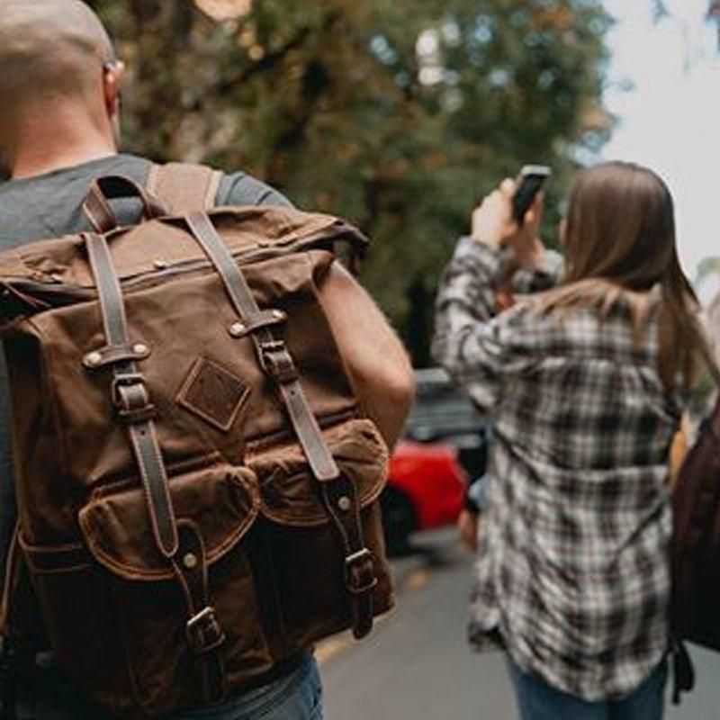 Großer Vintage-rucksack Aus Canvas Für Reisen