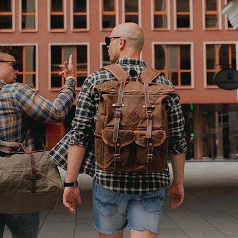 Großer Vintage-rucksack Aus Canvas Für Reisen