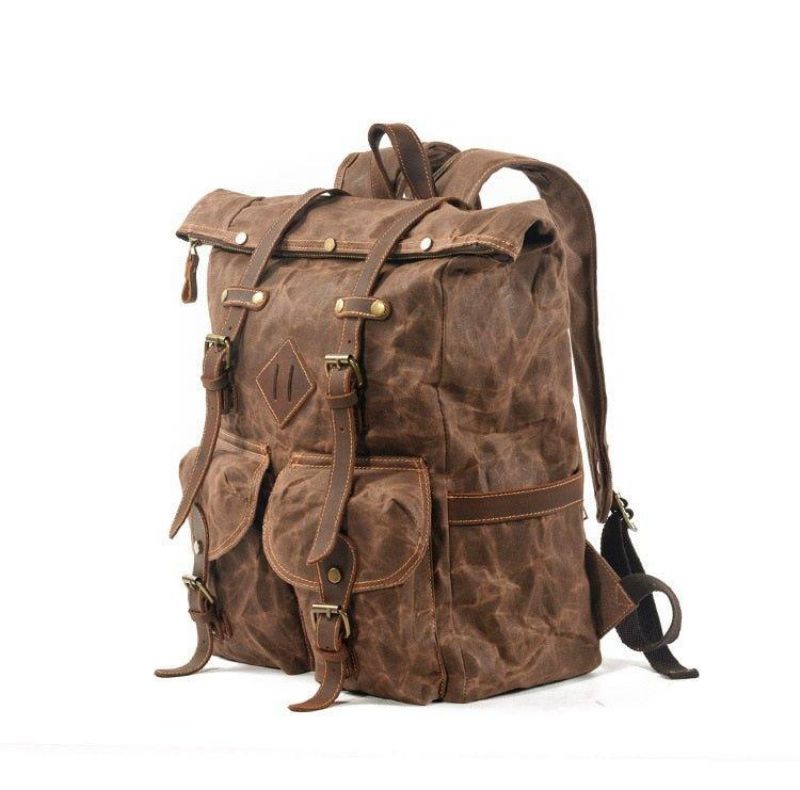 Großer Vintage-rucksack Aus Canvas Für Reisen