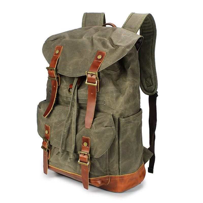 Großer Vintage-rucksack Aus Canvas Mit Laptop-hülle