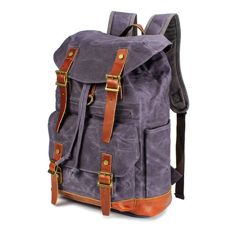 Großer Vintage-rucksack Aus Canvas Mit Laptop-hülle