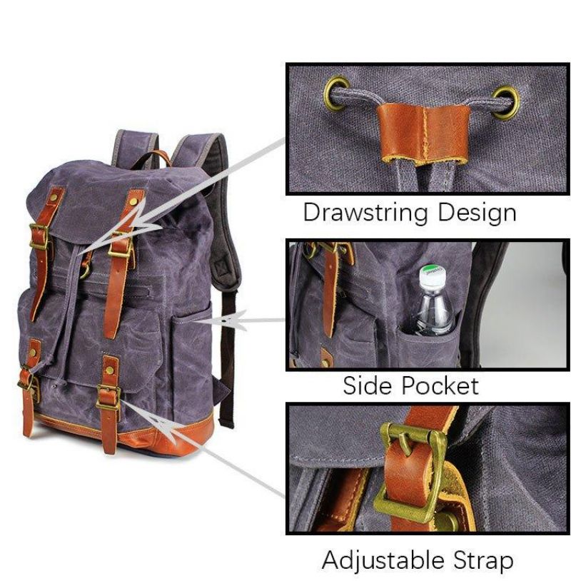 Großer Vintage-rucksack Aus Canvas Mit Laptop-hülle