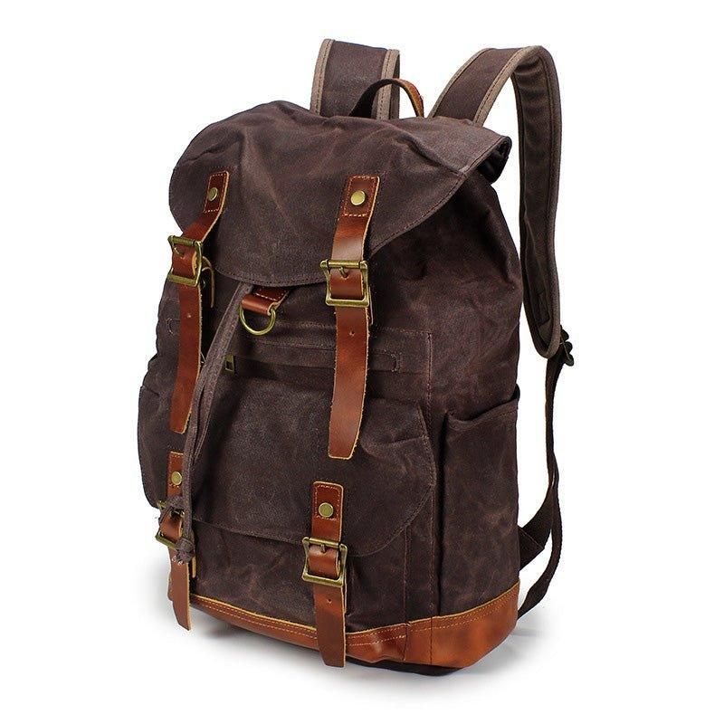 Großer Vintage-rucksack Aus Canvas Mit Laptop-hülle