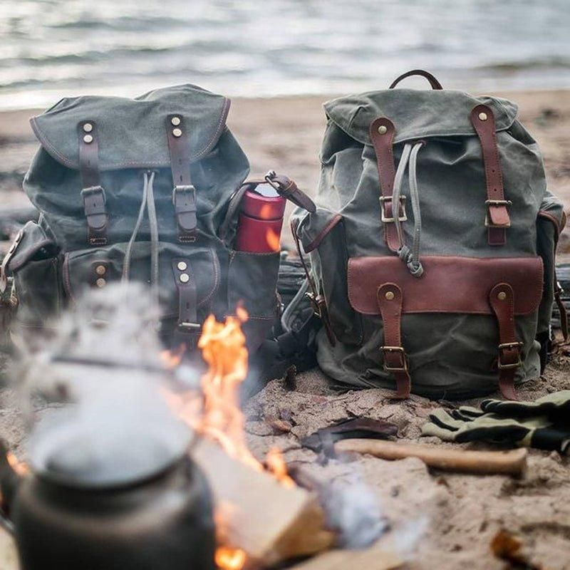 Großer Vintage-rucksack Aus Gewachstem Canvas Für Herren