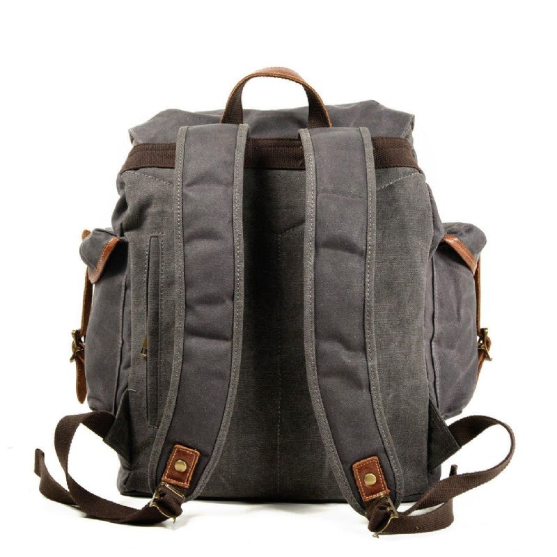 Großer Vintage-rucksack Aus Gewachstem Canvas Für Herren