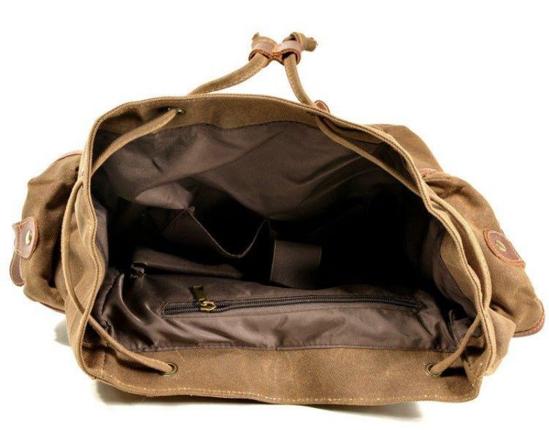 Großer Vintage-rucksack Aus Gewachstem Canvas Für Herren