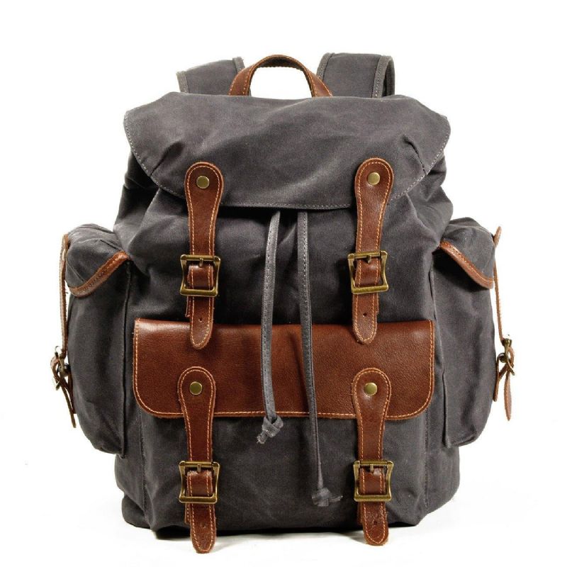 Großer Vintage-rucksack Aus Gewachstem Canvas Für Herren