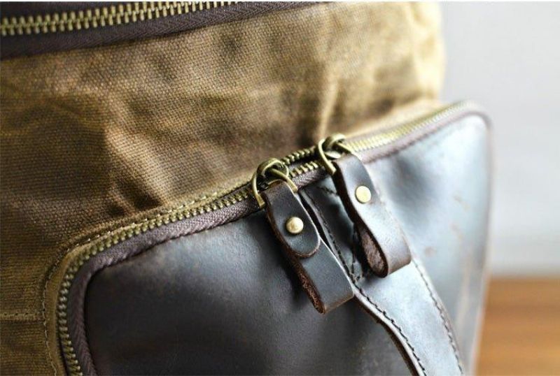 Großer Vintage-rucksack Aus Gewachstem Canvas Für Herren