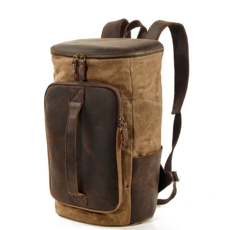 Großer Vintage-rucksack Aus Gewachstem Canvas Für Herren