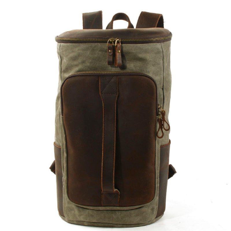 Großer Vintage-rucksack Aus Gewachstem Canvas Für Herren