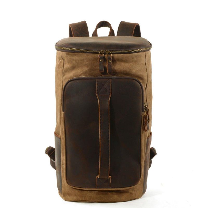 Großer Vintage-rucksack Aus Gewachstem Canvas Für Herren