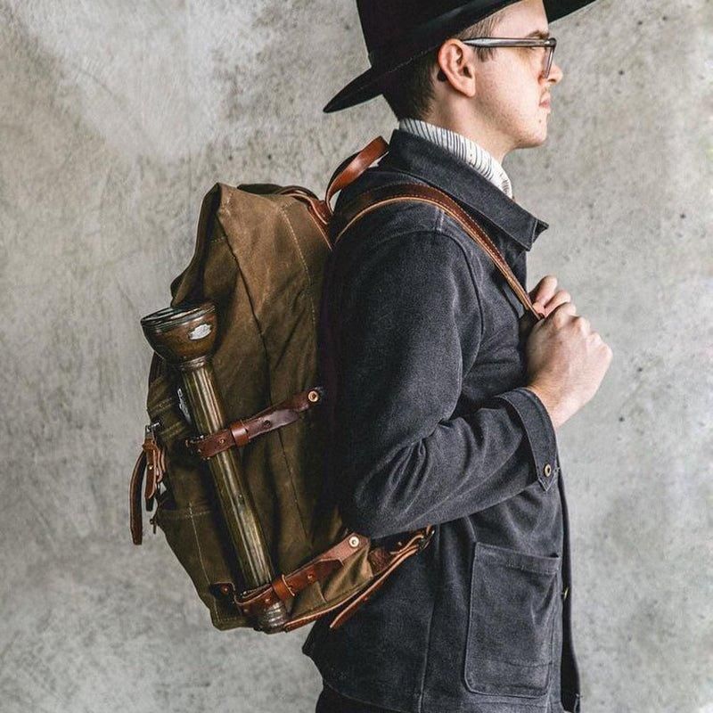 Großer Wanderrucksack Aus Gewachstem Canvas Rucksack Für Herren