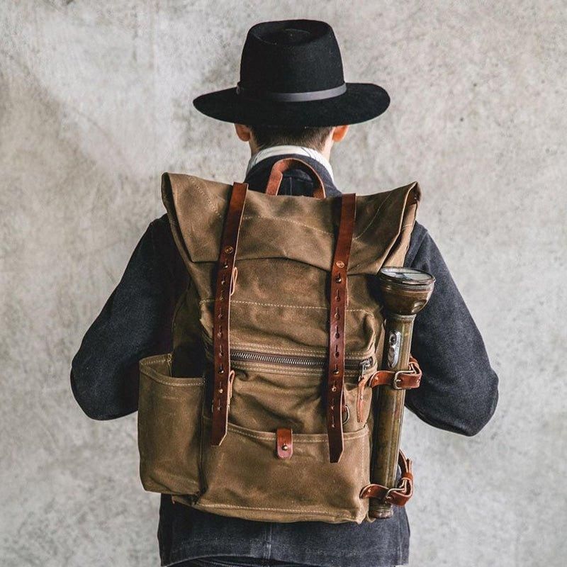 Großer Wanderrucksack Aus Gewachstem Canvas Rucksack Für Herren