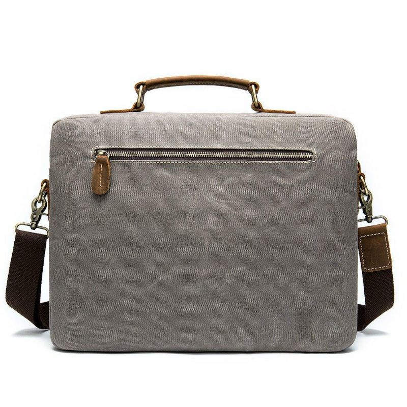 Herren-laptoptasche Aus Leder Und Canvas 14 Zoll