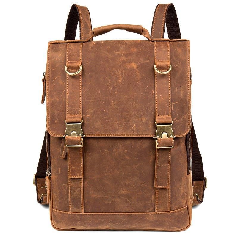 Herren-lederrucksack Mit Laptopfach