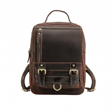 Kleiner Umwandelbarer Vintage Lederrucksack Für Herren