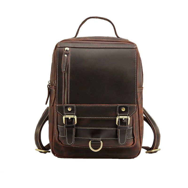 Kleiner Umwandelbarer Vintage Lederrucksack Für Herren