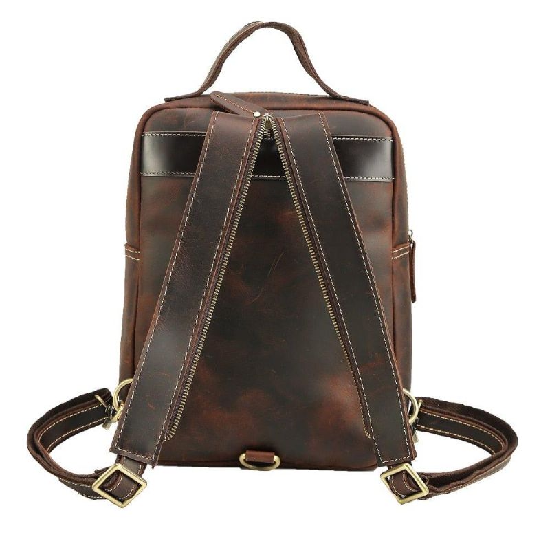 Kleiner Umwandelbarer Vintage Lederrucksack Für Herren