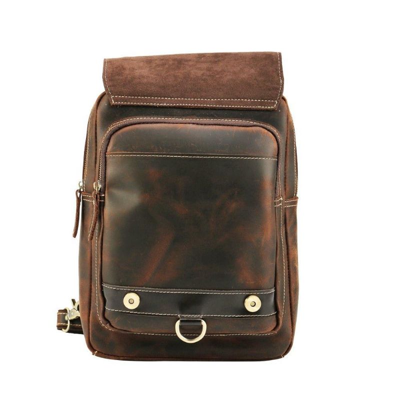 Kleiner Umwandelbarer Vintage Lederrucksack Für Herren