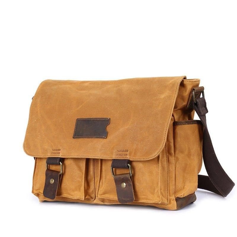 Laptop Messenger Bag Aus Gewachstem Canvas Für Herren