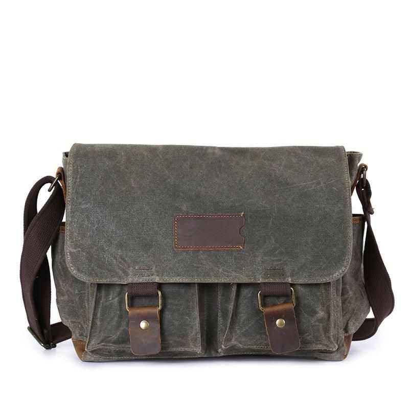 Laptop Messenger Bag Aus Gewachstem Canvas Für Herren