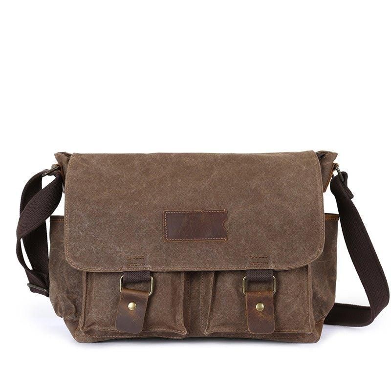 Laptop Messenger Bag Aus Gewachstem Canvas Für Herren