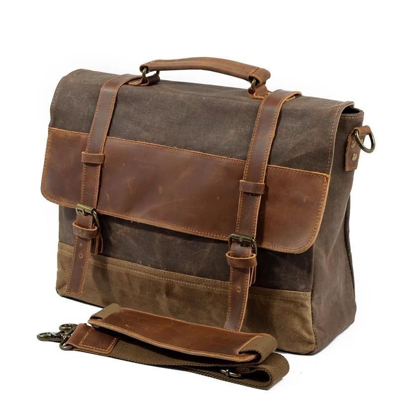 Laptop-messenger-tasche Aus Gewachstem Canvas Für Herren