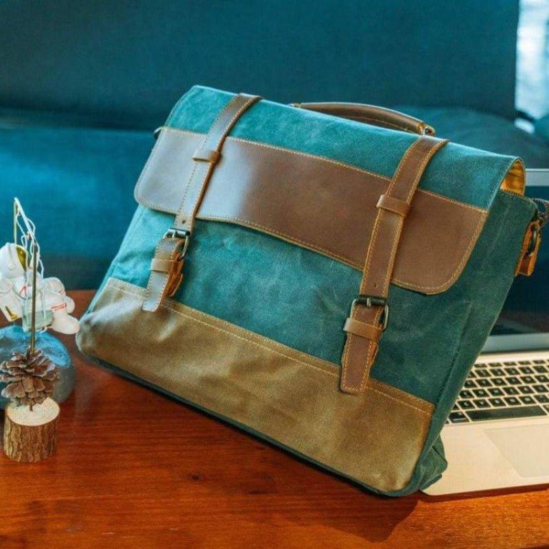 Laptop-messenger-tasche Aus Gewachstem Canvas Für Herren