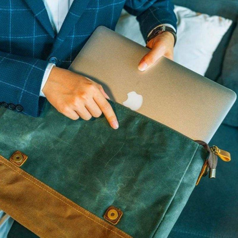 Laptop-messenger-tasche Aus Gewachstem Canvas Für Herren