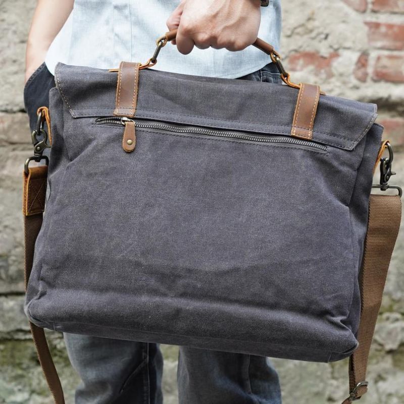 Laptop-messenger-tasche Aus Gewachstem Canvas Für Herren