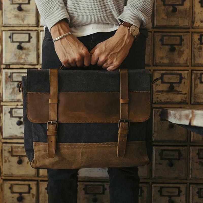 Laptop-messenger-tasche Aus Gewachstem Canvas Für Herren