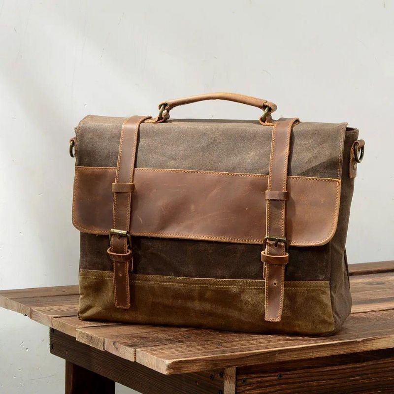 Laptop-messenger-tasche Aus Gewachstem Canvas Für Herren