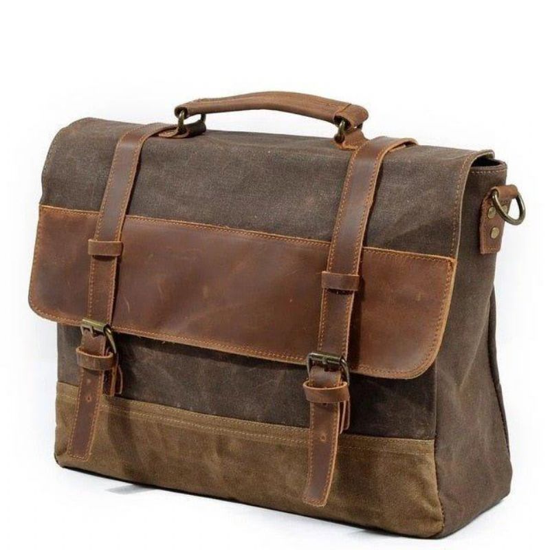 Laptop-messenger-tasche Aus Gewachstem Canvas Für Herren