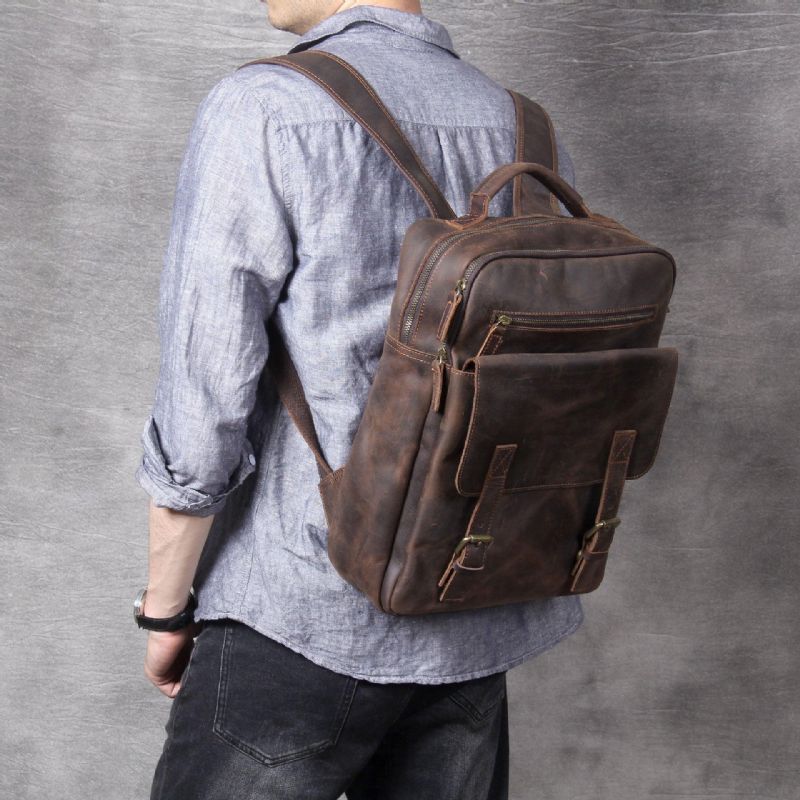 Laptoprucksack Aus Leder Für Herren Fürs Geschäft