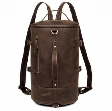 Leder-vintage-rucksack Für Herren Groß Tonnenförmig