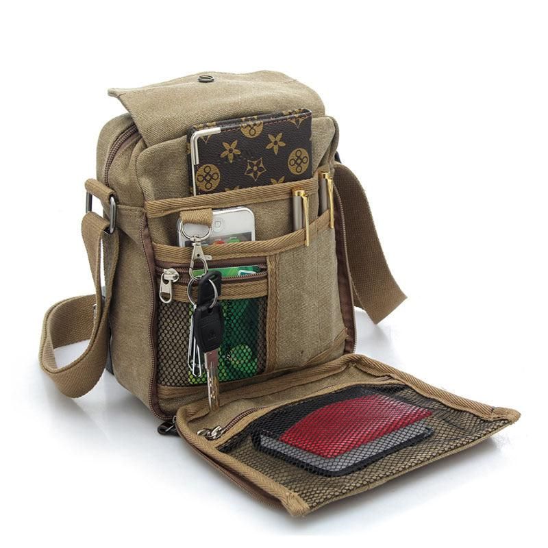 Leichte Messenger-tasche Aus Baumwoll-canvas Für Herren