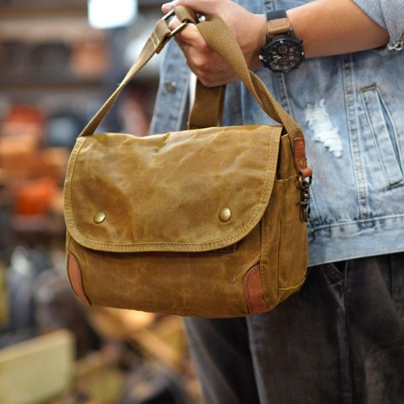 Messenger Bag Aus Gewachstem Canvas Für Herren