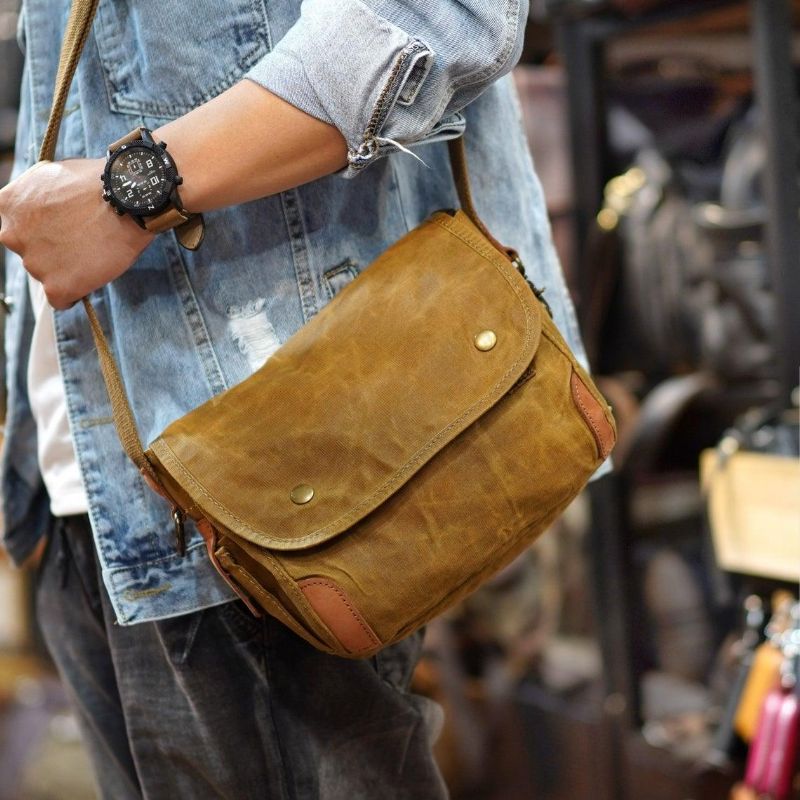 Messenger Bag Aus Gewachstem Canvas Für Herren