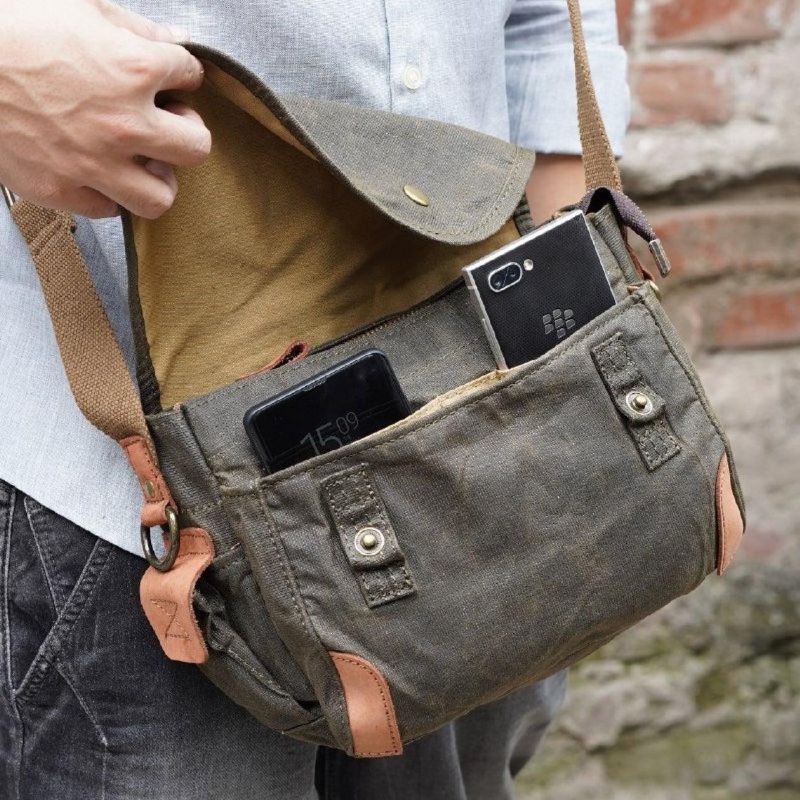 Messenger Bag Aus Gewachstem Canvas Für Herren