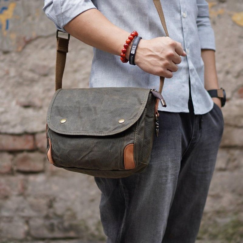 Messenger Bag Aus Gewachstem Canvas Für Herren