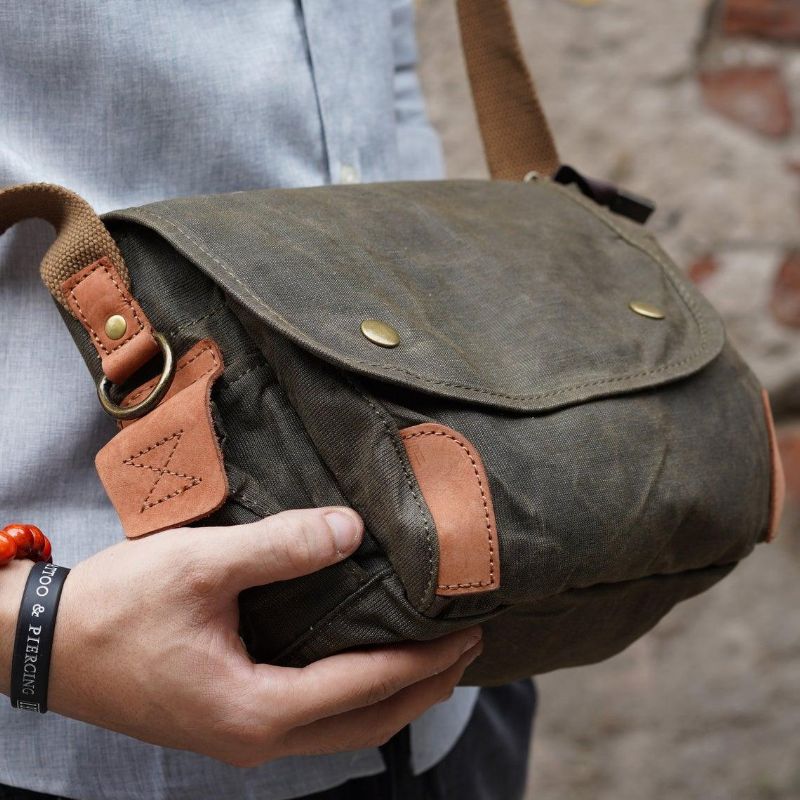 Messenger Bag Aus Gewachstem Canvas Für Herren