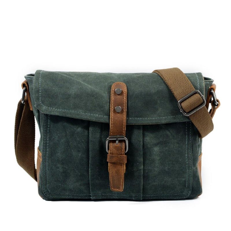 Messenger-tasche Aus Gewachstem Canvas Im Vintage-stil Crossbody