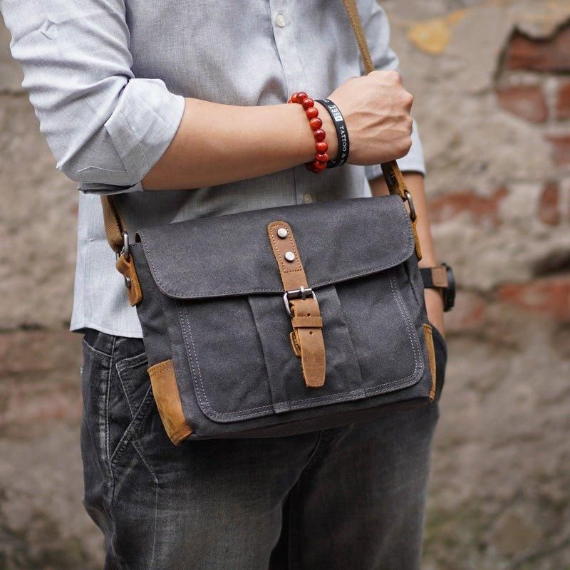 Messenger-tasche Aus Gewachstem Canvas Im Vintage-stil Crossbody