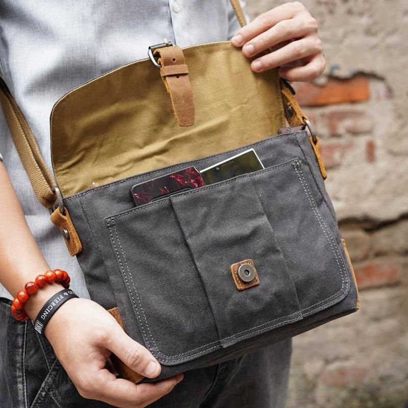 Messenger-tasche Aus Gewachstem Canvas Im Vintage-stil Crossbody