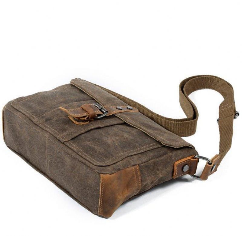 Messenger-tasche Aus Gewachstem Canvas Im Vintage-stil Crossbody