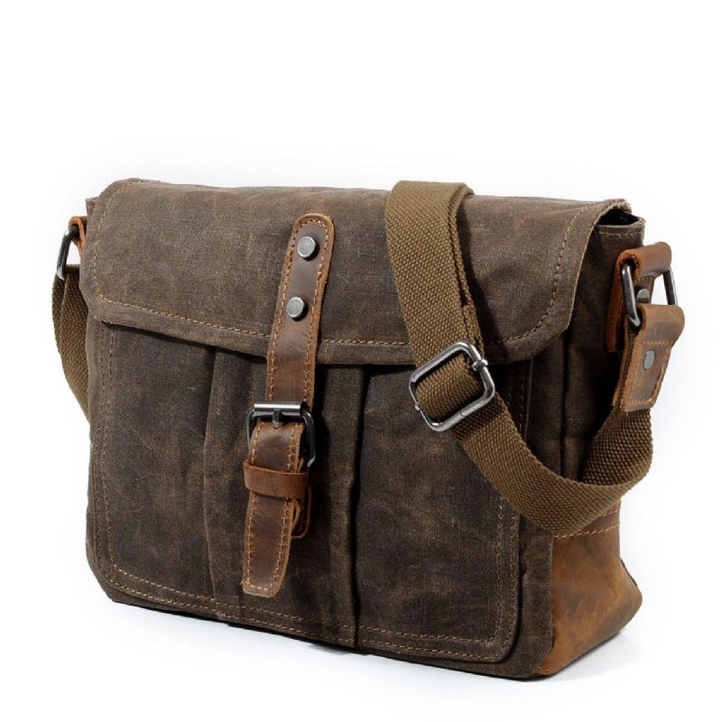 Messenger-tasche Aus Gewachstem Canvas Im Vintage-stil Crossbody