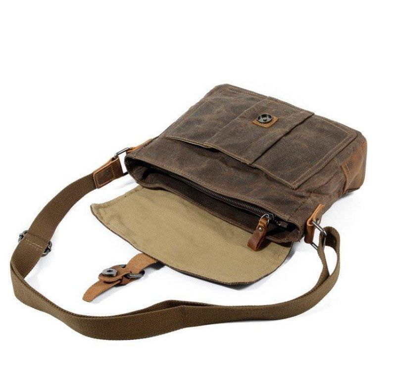 Messenger-tasche Aus Gewachstem Canvas Im Vintage-stil Crossbody